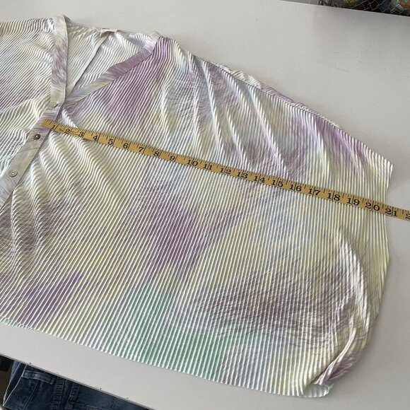 Entro Top Womens M/L Multi Pastel Tie-Dye Pleated Boxy Crop Blouse Spring - Picture 9 of 10